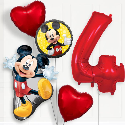 Mickey Mouse 4th Birthday Helium Balloon Package - 4th Birthday Balloon Package | Party Save Smile