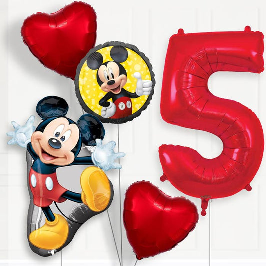 Mickey Mouse 5th Birthday Helium Balloon Package - 5th Birthday Balloon Package | Party Save Smile