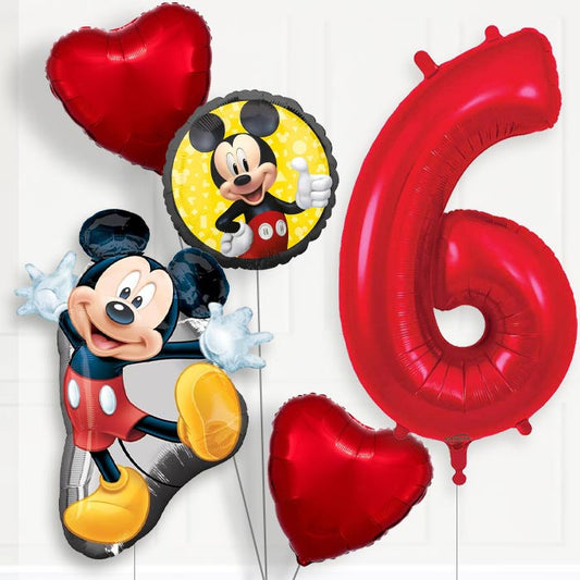 Mickey Mouse 6th Birthday Helium Balloon Package - 6th Birthday Balloon Package | Party Save Smile