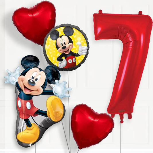 Mickey Mouse 7th Birthday Helium Balloon Package - 7th Birthday Balloon Package | Party Save Smile