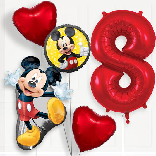 Mickey Mouse 8th Birthday Helium Balloon Package - 8th Birthday Balloon Package | Party Save Smile