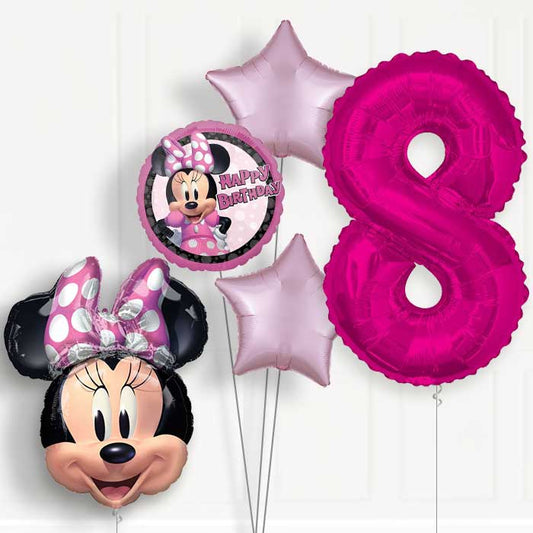 Minnie Mouse Forever 8th Birthday Helium Balloon Package - 8th Birthday Balloon Package | Party Save Smile