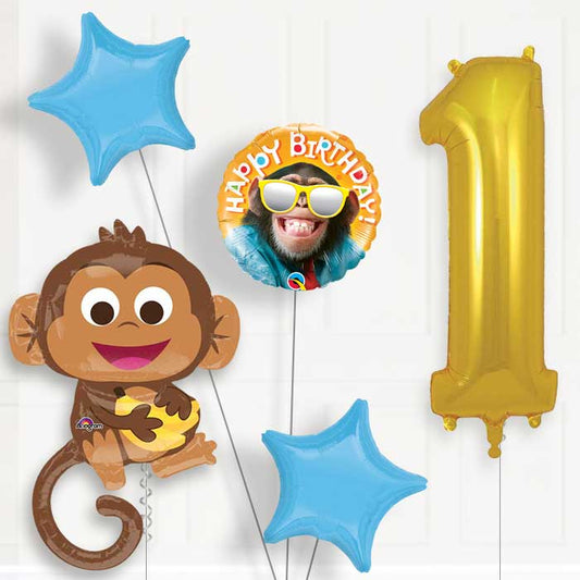 Monkey 1st Birthday Helium Balloon Package - 1st Birthday Balloon Package | Party Save Smile