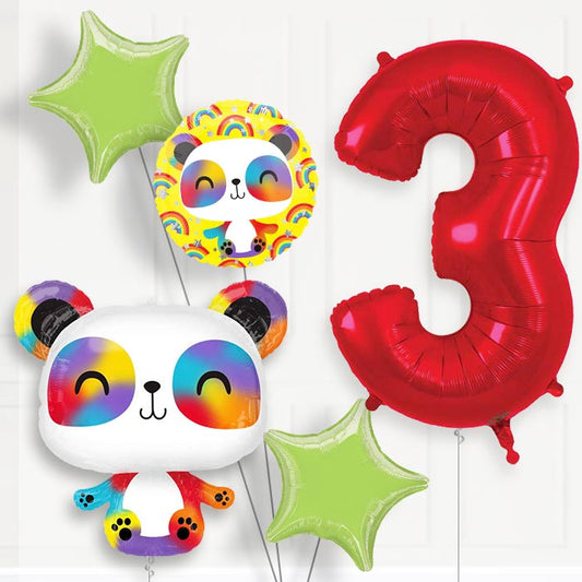 Panda 3rd Birthday Helium Balloon Package - 3rd Birthday Balloon Package | Party Save Smile