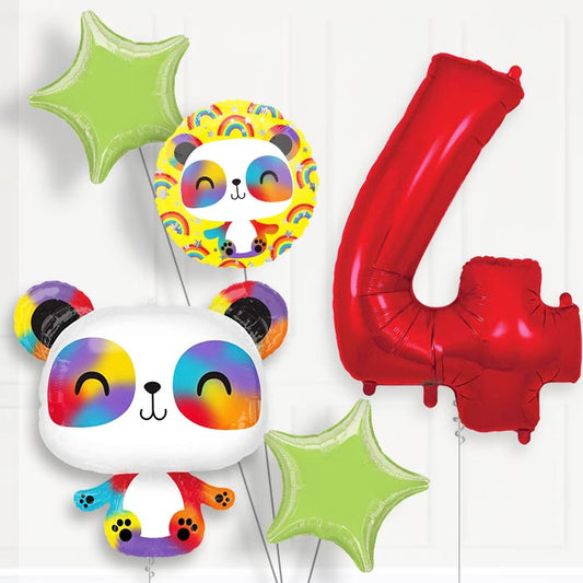 Panda 4th Birthday Helium Balloon Package - 4th Birthday Balloon Package | Party Save Smile