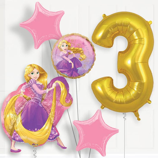Rapunzel 3rd Birthday Helium Balloon Package - 3rd Birthday Balloon Package | Party Save Smile