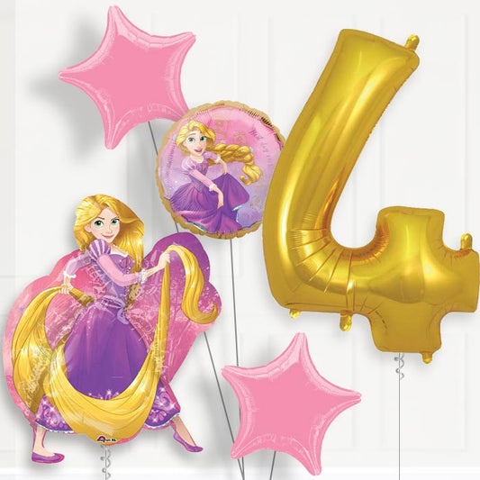 Rapunzel 4th Birthday Helium Balloon Package - 4th Birthday Balloon Package | Party Save Smile