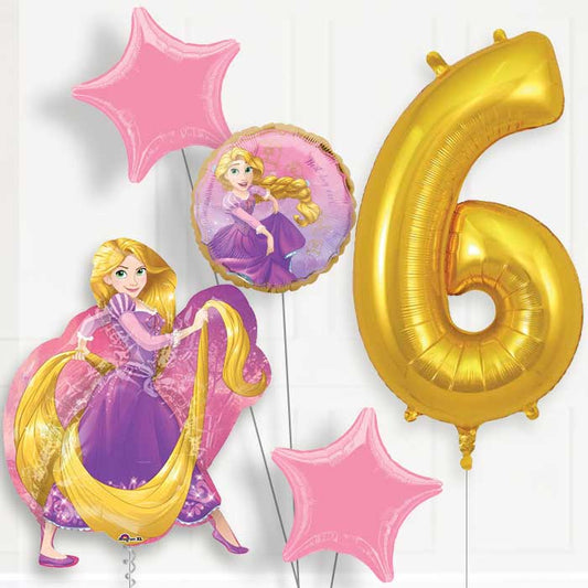Rapunzel 6th Birthday Helium Balloon Package - 6th Birthday Balloon Package | Party Save Smile