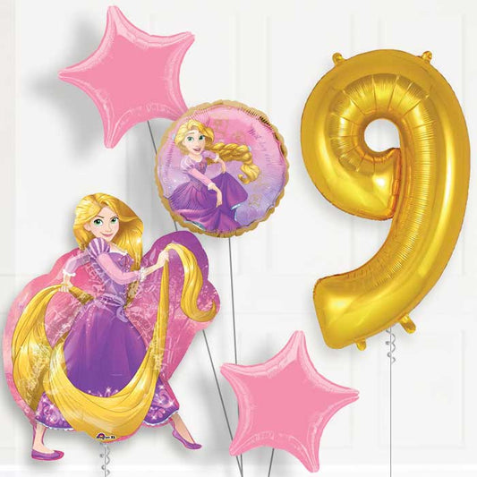 Rapunzel 9th Birthday Helium Balloon Package - 9th Birthday Balloon Package | Party Save Smile