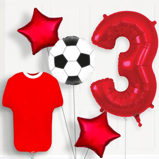 Red Football Shirt 3rd Birthday Balloon Package - 3rd Birthday Balloon Package | Party Save Smile