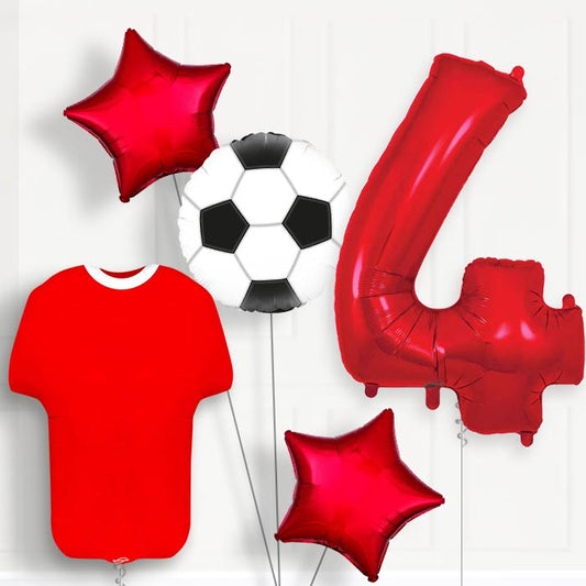 Red Football Shirt 4th Birthday Balloon Package - 4th Birthday Balloon Package | Party Save Smile