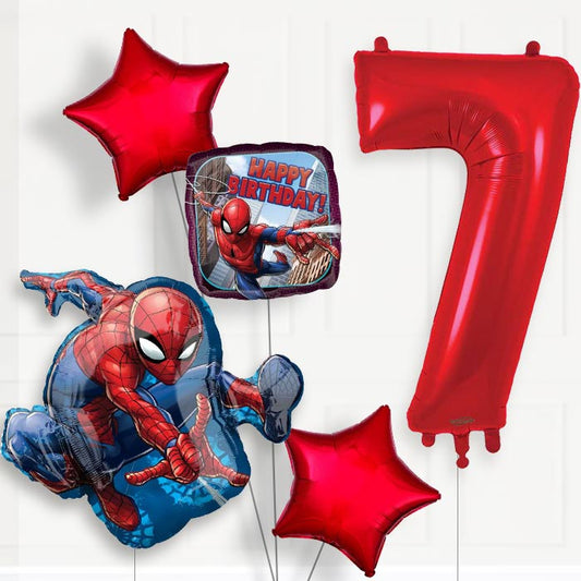 Spiderman 7th Birthday Helium Balloon Package - 7th Birthday Balloon Package | Party Save Smile