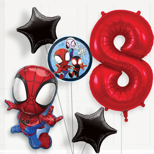 Spidey & Amazing Friends 8th Birthday Helium Balloon Package - 8th Birthday Balloon Package | Party Save Smile