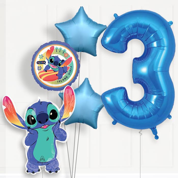 Stitch Birthday Balloon Package Choose Age - 3rd Birthday Balloon Package | Party Save Smile