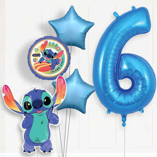 Stitch 6th Birthday Helium Balloon Package - 6th Birthday Balloon Package | Party Save Smile
