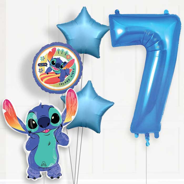 Stitch 7th Birthday Helium Balloon Package - 7th Birthday Balloon Package | Party Save Smile