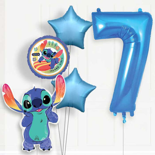 Stitch 7th Birthday Helium Balloon Package - 7th Birthday Balloon Package | Party Save Smile