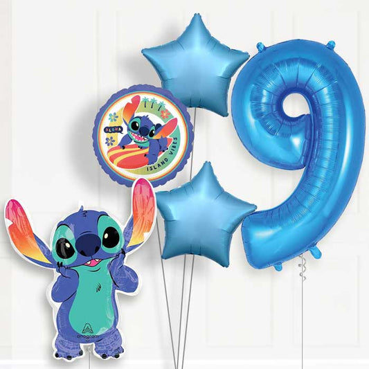 Stitch 9th Birthday Helium Balloon Package - 9th Birthday Balloon Package | Party Save Smile