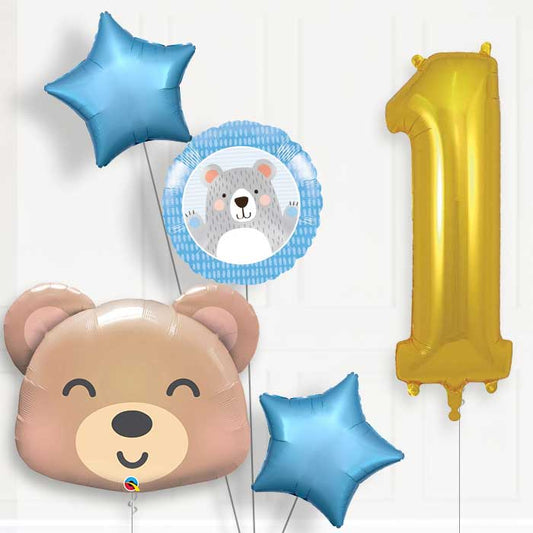 Teddy Bear 1st Birthday Helium Balloon Package - 1st Birthday Balloon Package | Party Save Smile