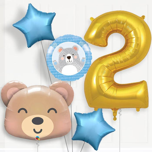 Teddy Bear 2nd Birthday Helium Balloon Package - 2nd Birthday Balloon Package | Party Save Smile