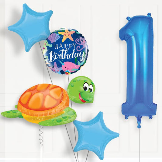 Sea Turtle 1st Birthday Helium Balloon Package - 1st Birthday Balloon Package | Party Save Smile