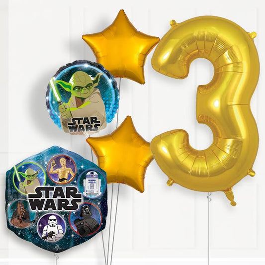 Star Wars Yoda 3rd Birthday Helium Balloon Package - 3rd Birthday Balloon Package | Party Save Smile