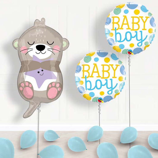 Adorable Otter Baby Boy Balloon Package Delivered - Package | Party Save Smile