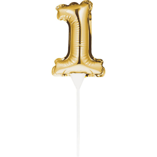 Gold Number 1 Cake Topper Mini Balloon