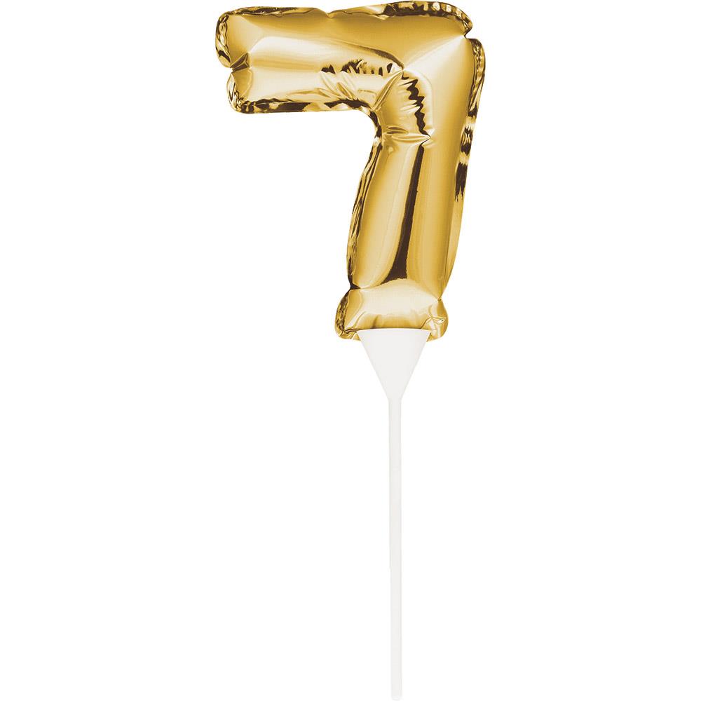 Gold Number 7 Cake Topper Mini Balloon 13cm | Party Save Smile