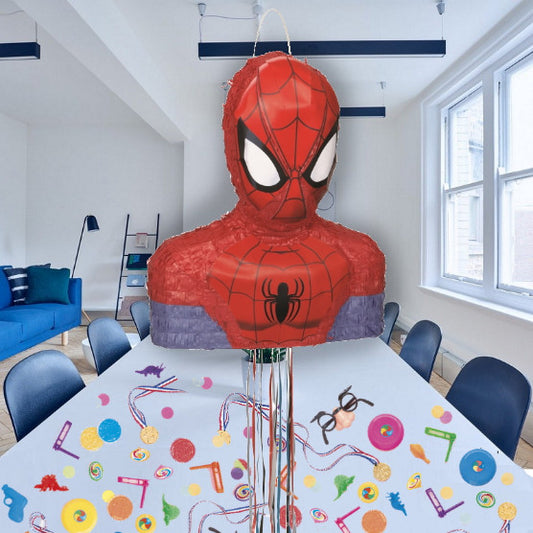 Spiderman Pull Pinata Party Kit with Favours and Confetti | Party Save Smile
