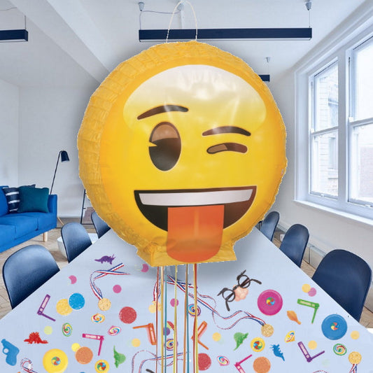 Emoji Pull Pinata Party Kit with Favours and Confetti | Party Save Smile