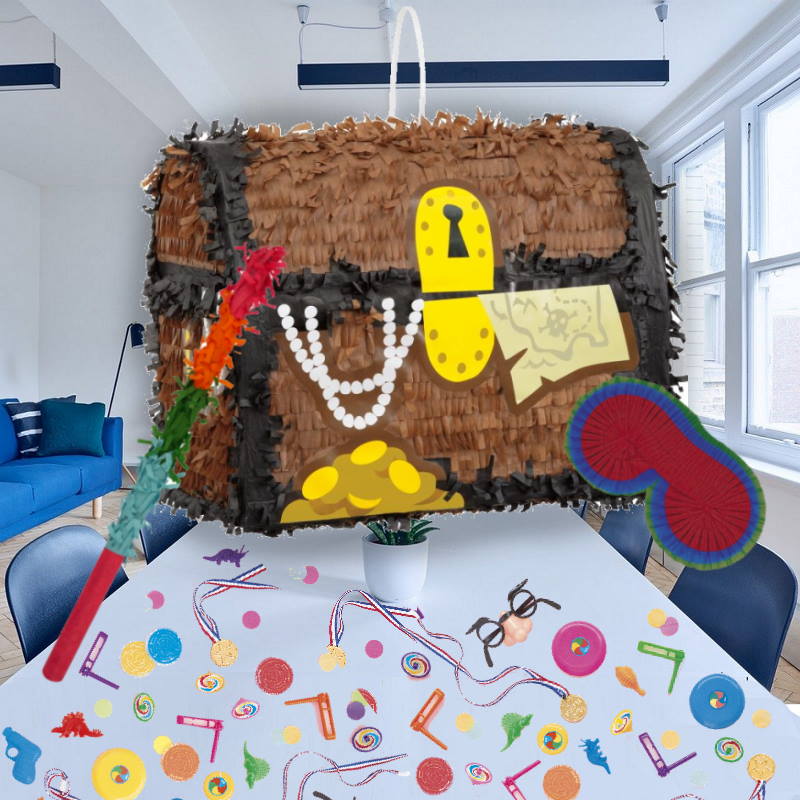 Treasure Chest Pinata Kit with Fillers & Confetti | Party Save Smile