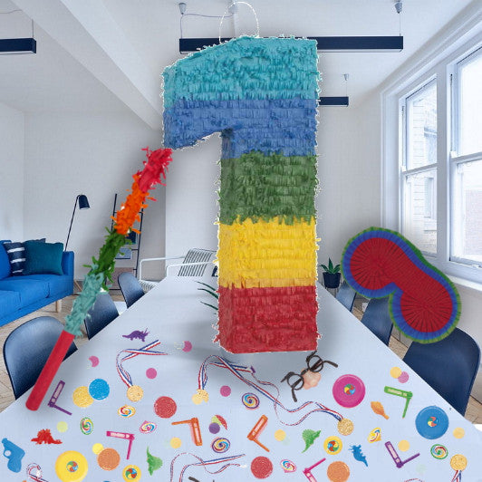 Colourful Stripes Number 1 Pinata Kit: Favours and Confetti | Party Save Smile