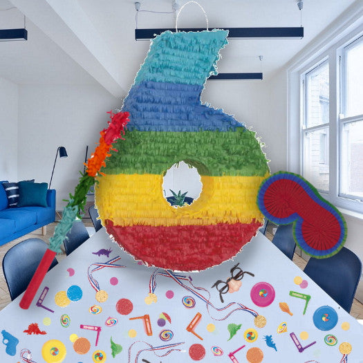 Colourful Stripes Number 6 Pinata Kit: Favours and Confetti | Party Save Smile