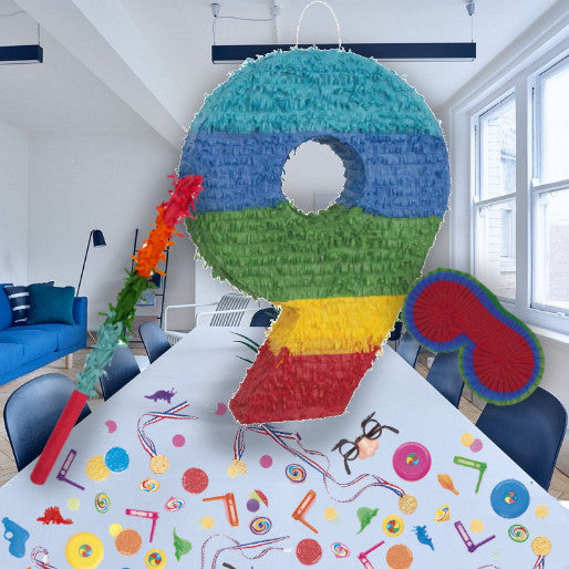 Colourful Stripes Number 9 Pinata Kit: Favours and Confetti | Party Save Smile