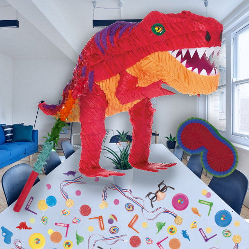 Dinosaur T-Rex Pinata Party Kit with Favours and Confetti | Party Save Smile