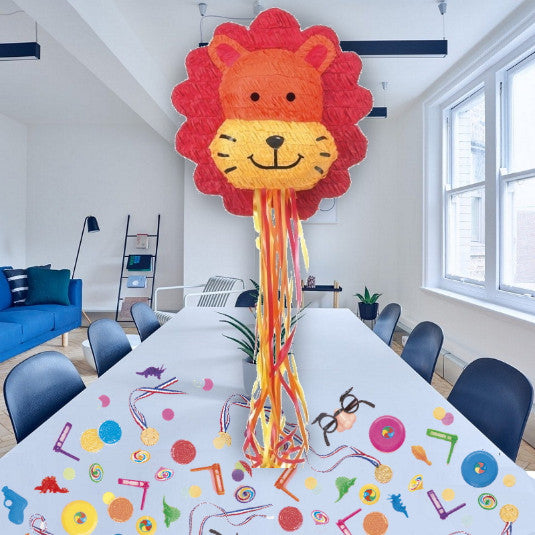 Lion Pull Pinata Party Kit with Favours and Confetti | Party Save Smile