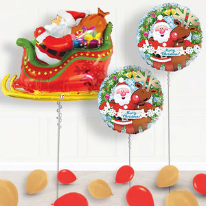 Santa Sleigh & Reindeer Merry Christmas Balloon Display