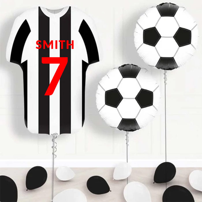 Black and White Football Shirt Helium Balloon Display - Package | Party Save Smile