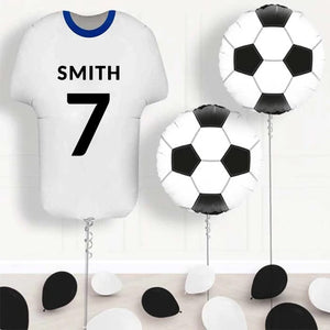 Blue and White Football Shirt Helium Balloon Display