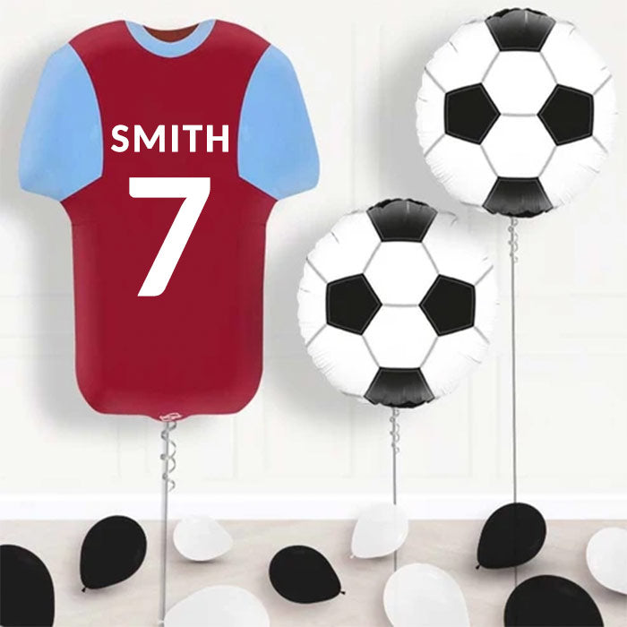 Claret and Blue Football Shirt Helium Balloon Display - Package | Party Save Smile