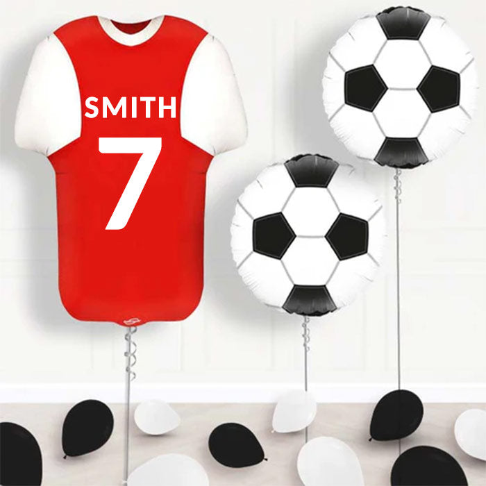 Red and White Football Shirt Helium Balloon Display - Package | Party Save Smile