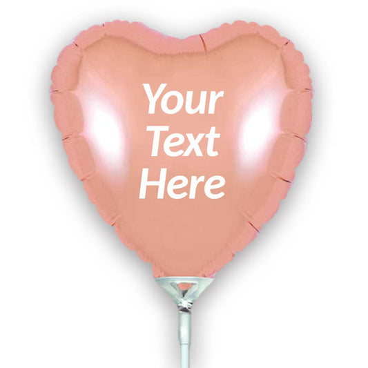 Rose Gold Heart Balloon on a Stick Delivered Inflated | Party Save Smile