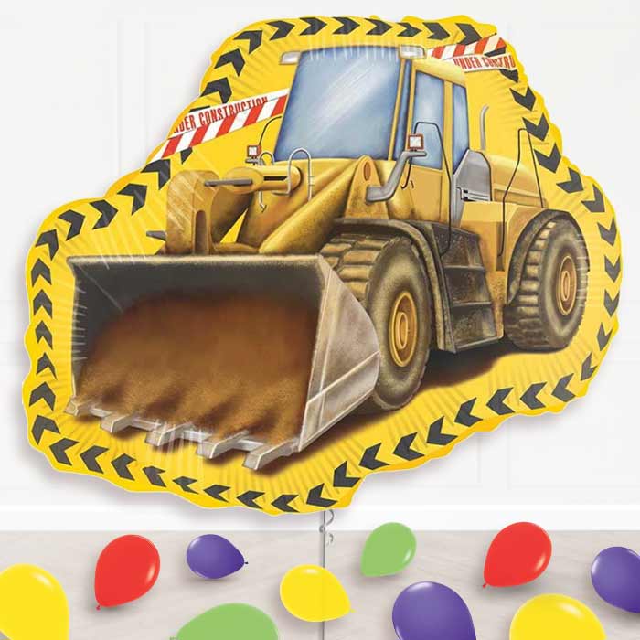Yellow Construction Digger Shaped Helium Balloon Display - Supershape Balloon | Party Save Smile