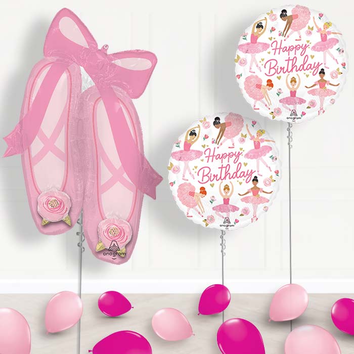 Ballerina Slippers Balloon Display Package Delivered Inflated - Balloon Package | Party Save Smile
