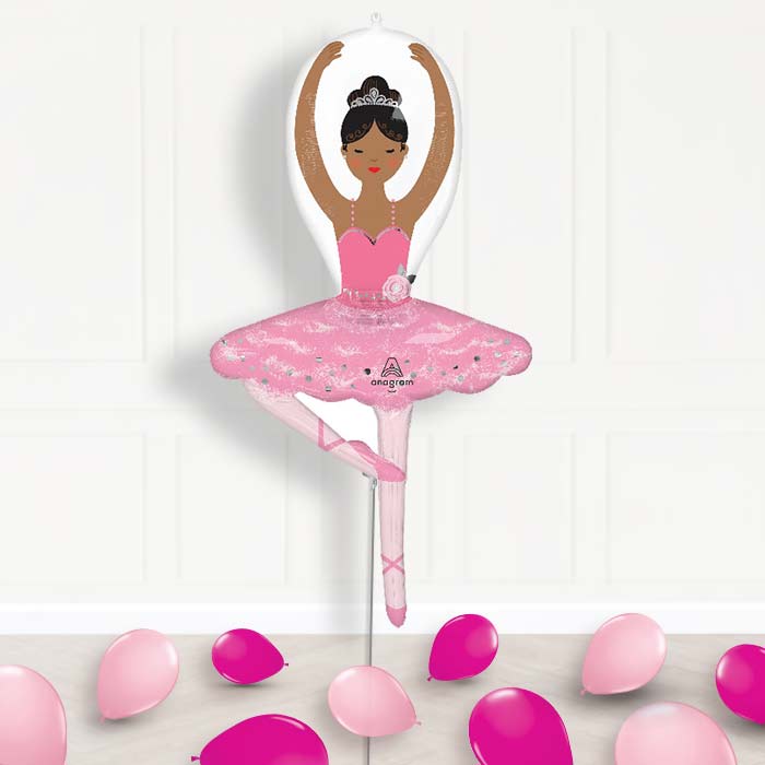 Ballerina Girl Balloon Display Package Delivered Inflated - Supershape Balloon | Party Save Smile