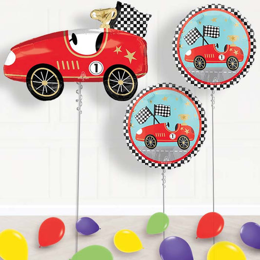 Classic Race Car Balloon Display Package Delivered Inflated - Balloon Package | Party Save Smile