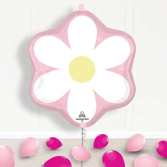 Pink Daisy Balloon Display Package Delivered Inflated - Supershape Balloon | Party Save Smile