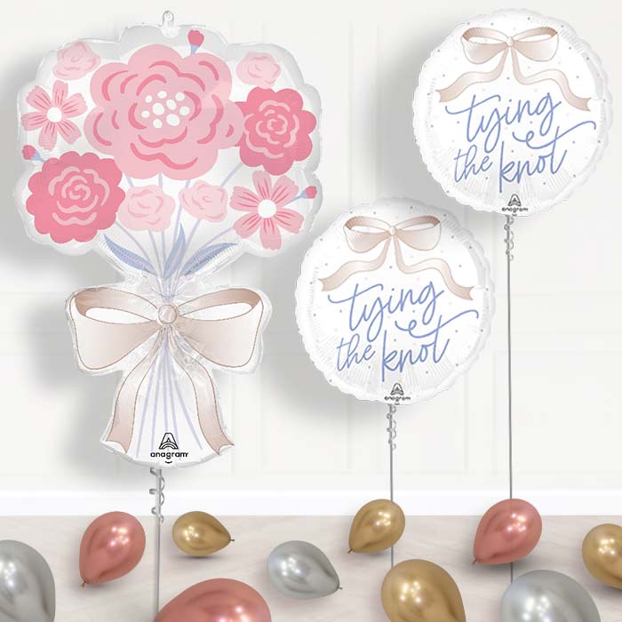 Floral Bouquet Tying the Knot Wedding Balloon Display Package Delivered Inflated - Balloon Package | Party Save Smile