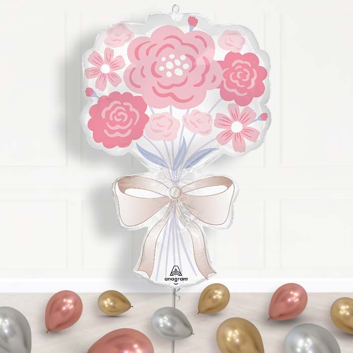 Floral Bouquet Tying the Knot Wedding Balloon Display Package Delivered Inflated - Supershape Balloon | Party Save Smile